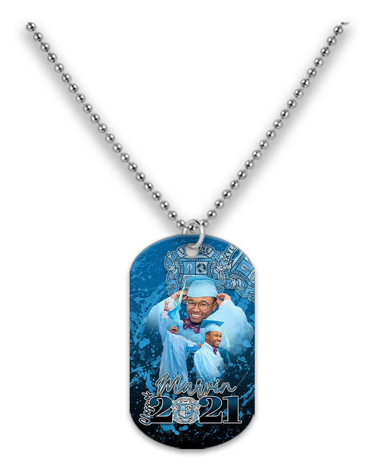 Custom Grad Photo Dog Tag Necklace