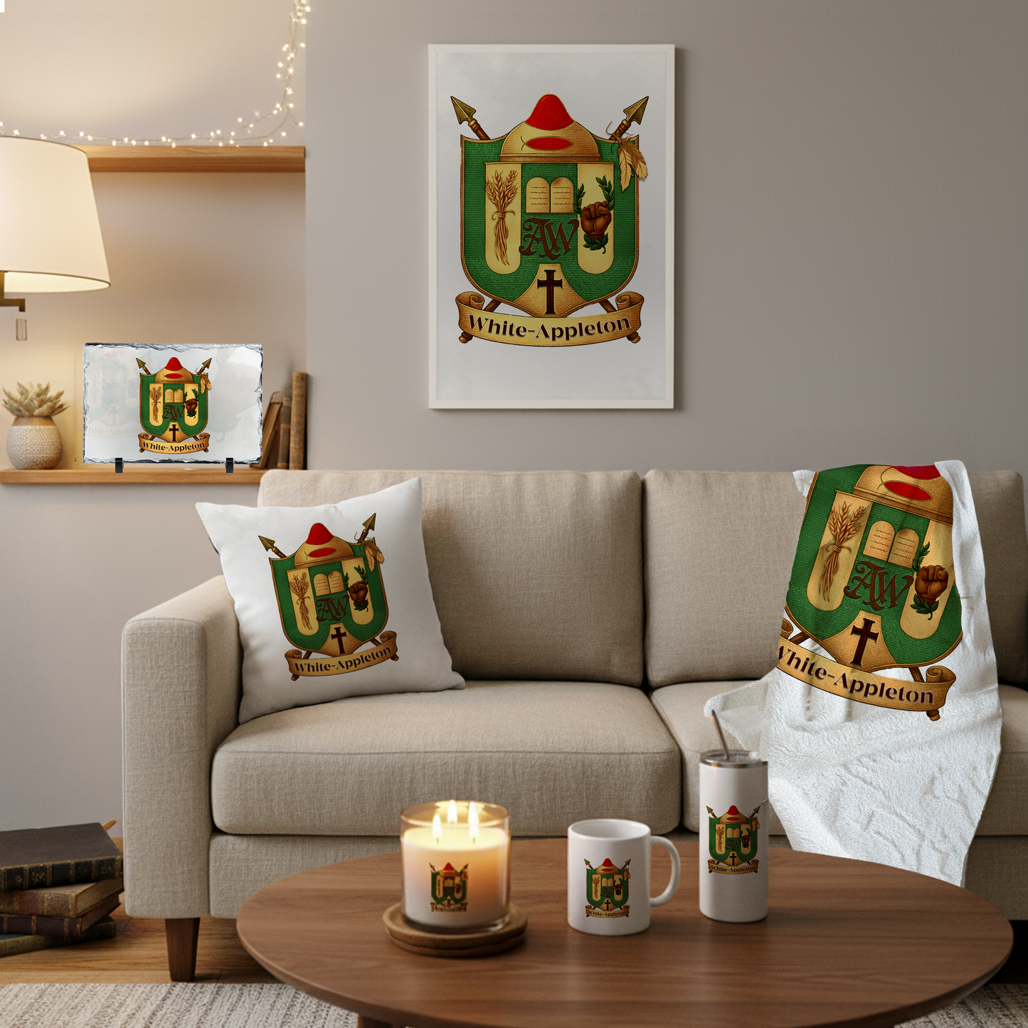 Living room setting with White-Appleton Crest products