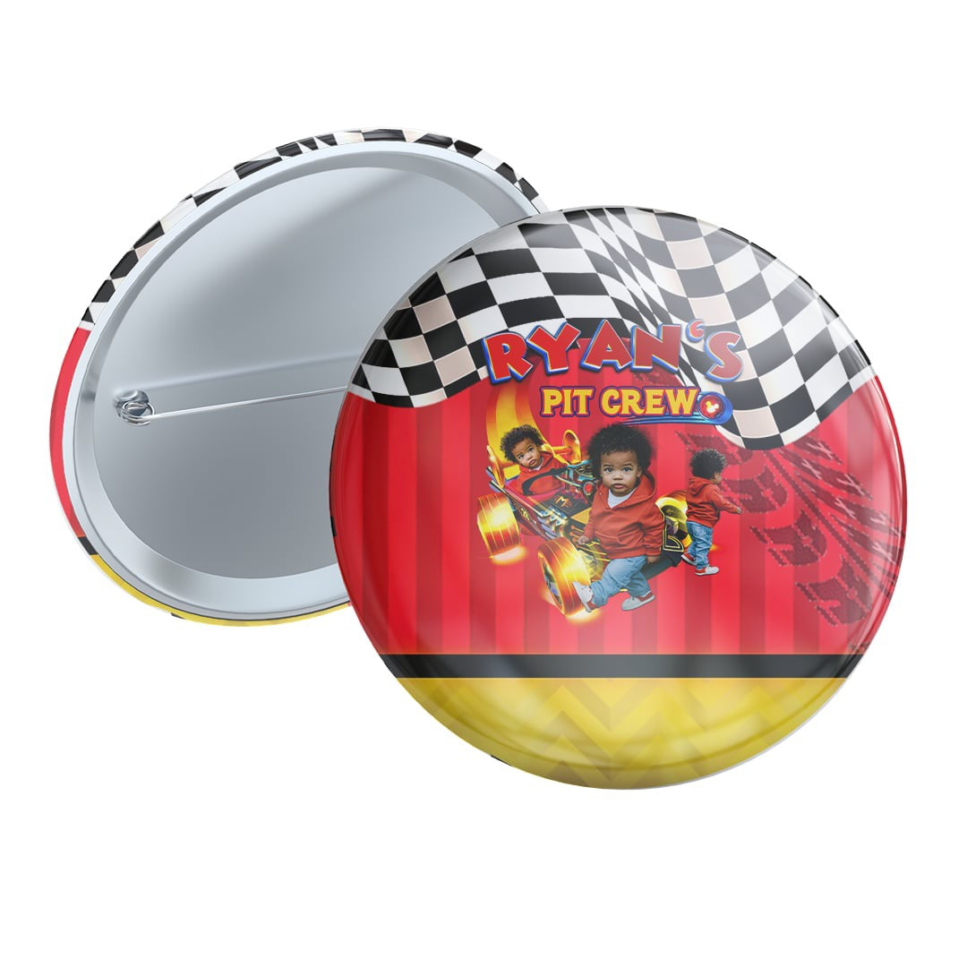 Custom Racecar "Roadster" Themed Button Pins