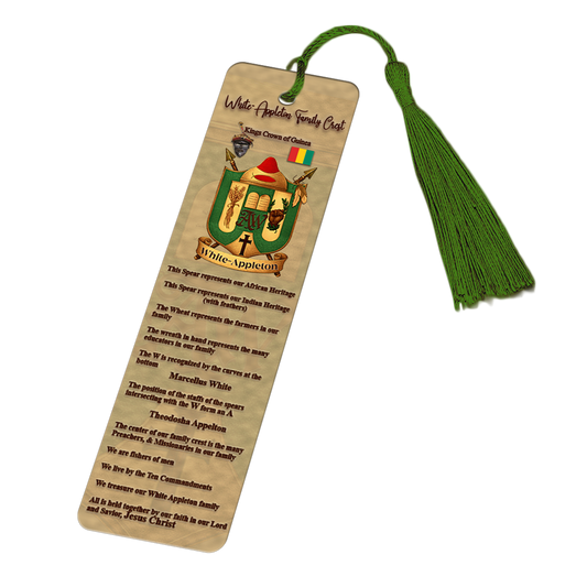 White-Appleton Family Crest Bookmark w/ Tassel