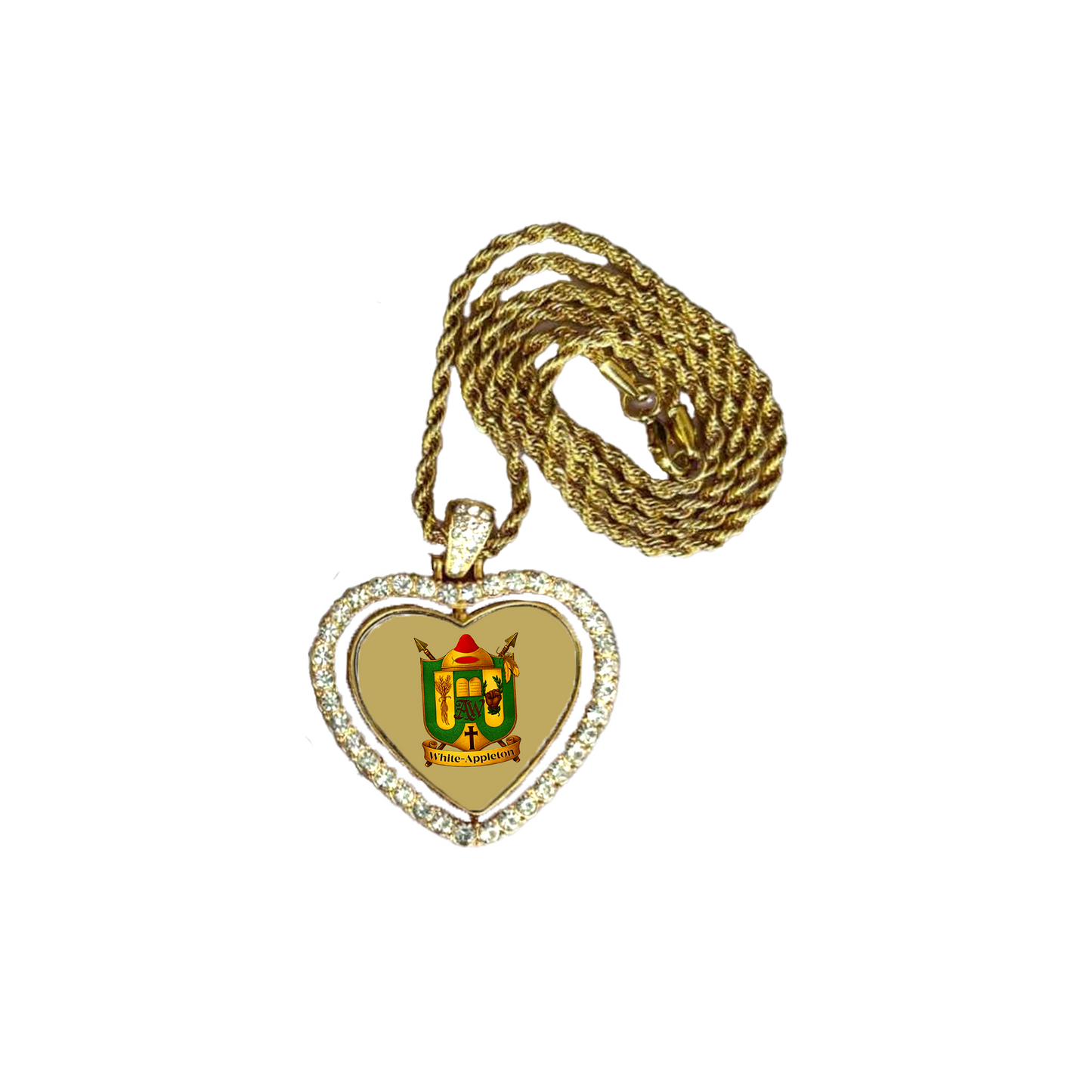 White-Family Family Crest Heart-Shaped Necklace