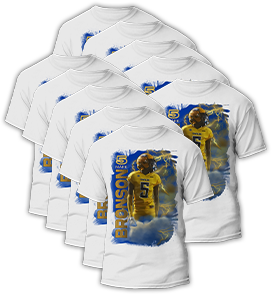 Senior Tshirts are personalized with the senior's name, jersey number, and school colors.
Multiple sizes available for the whole family or team.