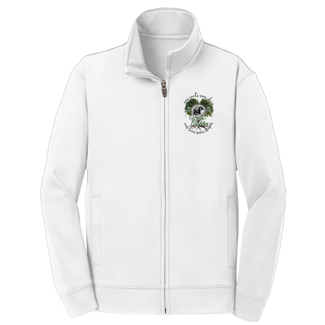 (Men) Track jacket with center-printed White-Appleton lineage photo framed by tree and roots design.