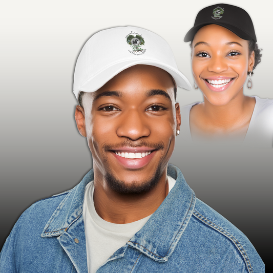 Baseball cap (black or white) featuring the White-Appleton lineage photo, tree, and roots design.