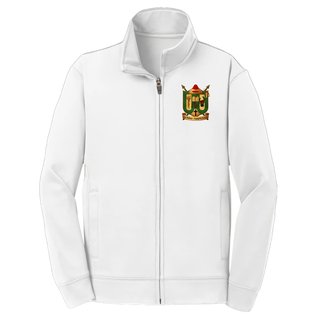 “Women’s White-Appleton Crest track jacket with full zip, ribbed cuffs, and elegant fit — heritage crest design on front.”
