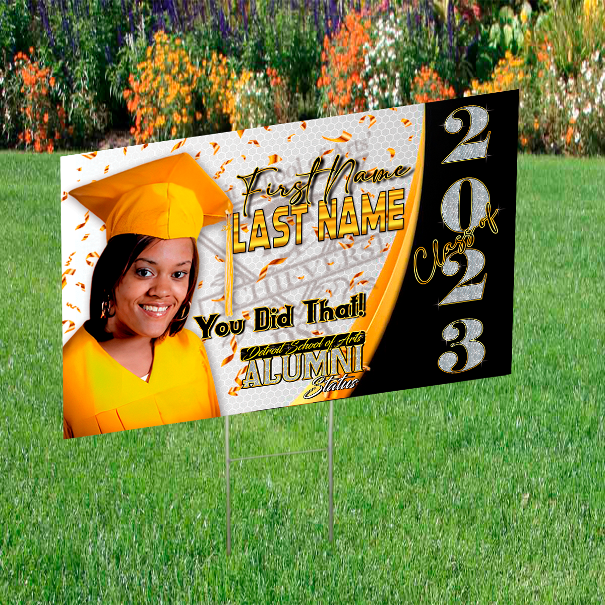 Our custom graduation signs can be used for a variety of purposes, such as to decorate the student's home, commemorate the occasion with photos, or to promote graduation events or parties. They make a great keepsake and can be treasured for years to come as a reminder of this significant achievement.